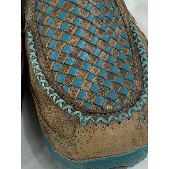 Twisted X Womens Size US 9.5 M Bomber Turquoise Checker Driving Mocs WDMS006 - Picture 14 of 16